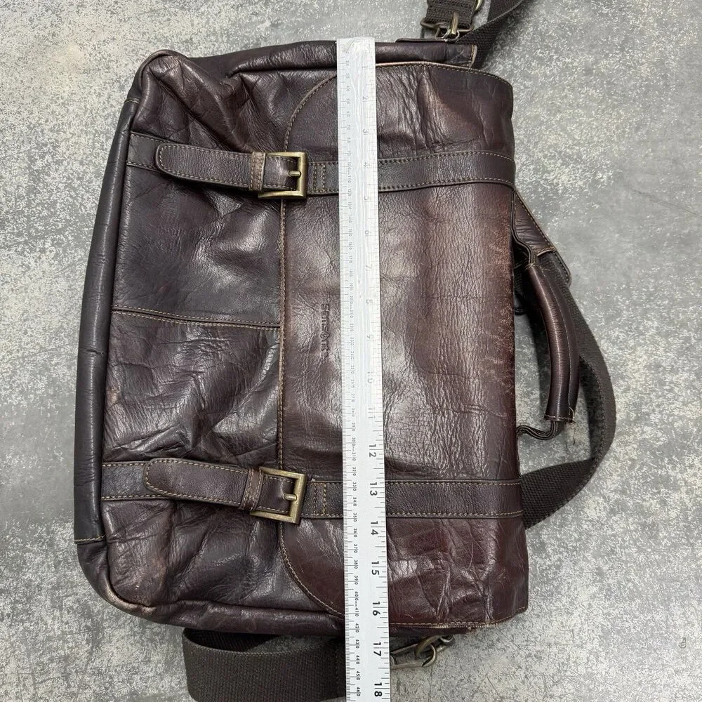Samsonite Colombian Leather Flap-Over Messenger Bag Laptop Brown Minimalist